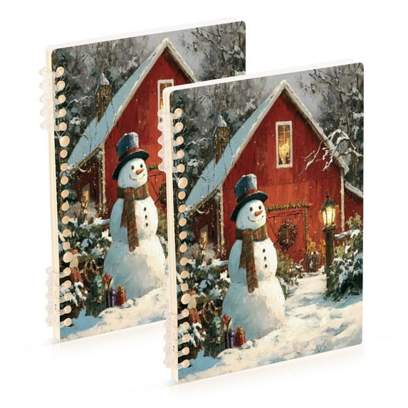 WOBOGO Elegant Snowman Notebook College Horizontal Grid Paper Ink Spill Resistant Water Resistant Cover 8.3x5.7x0.4in