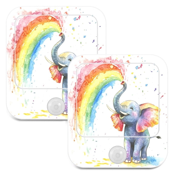 WOBOGO Elephant Color Spraying Night Light Lamp with Smart Sensor Dusk to Dawn Sensor 0.6W Plug-in 2-Pack