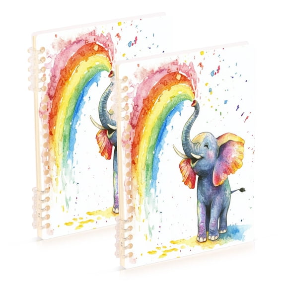 WOBOGO Elephant Color Spraying Notebook College Horizontal Grid Paper Ink Spill Resistant Water Resistant Cover 8.3x5.7x0.4in