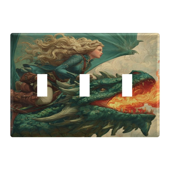 WOBOGO Emerald Dragon 3-hole Switch Plates PC Flame Retardant Plastic Material Glossy Finish Smooth Touch 6.37x4.48x0.27in