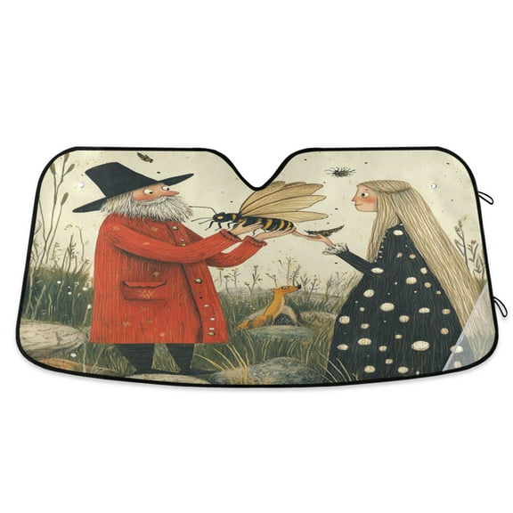 WOBOGO Entomologist Car Windshield Sunshades Autopilot Lightweight Accordion Sun Visor 55×27.6in