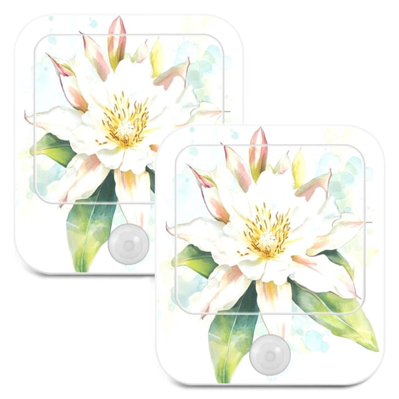 WOBOGO Epiphyllum Oxypetalum Night Light Lamp with Smart Sensor Dusk to Dawn Sensor 0.6W Plug-in 2-Pack