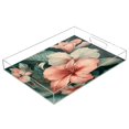 thumbnail image 1 of WOBOGO Exotic Pink Flowers Acrylic Serving Trays 15.7x11.8 Inch Spill Proof Clear Decorative Organizer with Handle, 1 of 7