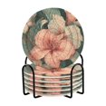 thumbnail image 1 of WOBOGO Exotic Pink Flowers Coil Coasters Set of 6 Minimalist Cotton Woven 3.94 inch Non-Slip Insulated and Absorbent Home Accessories., 1 of 7