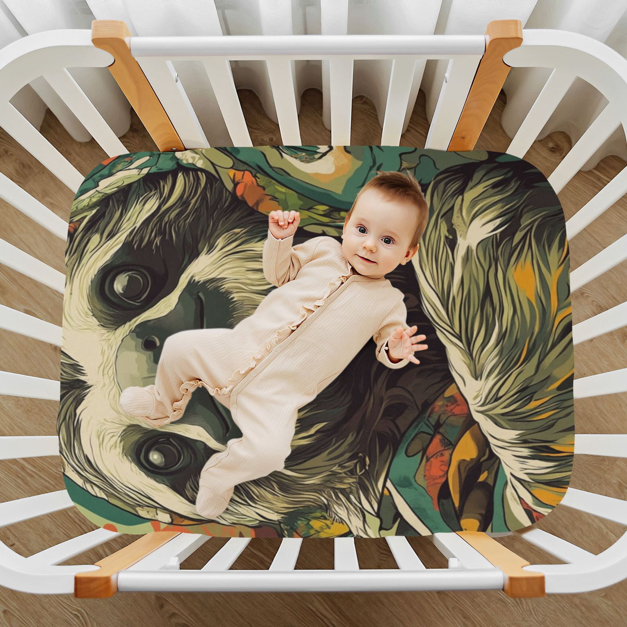 WOBOGO Exotic Style Sloth Pattern Baby Crib Sheets Super Soft ...