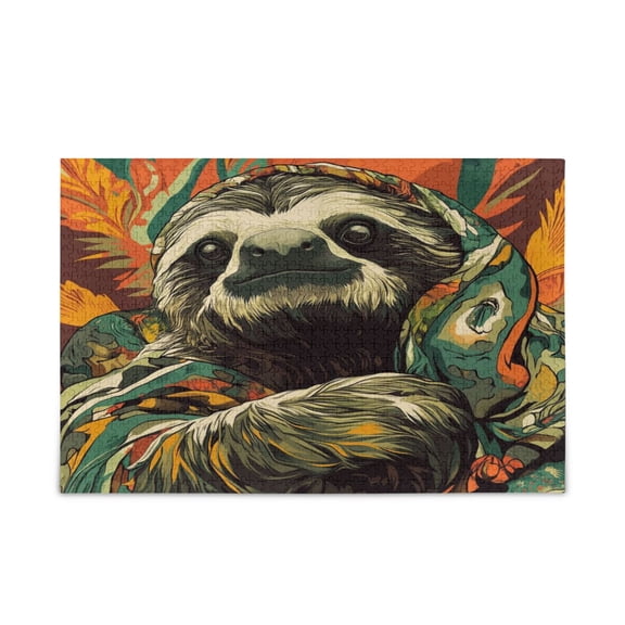 WOBOGO Exotic Style Sloth Pattern Puzzle Challenge 500 Piece Jigsaw Suitable for Game Night Finished Size 20.5 x 14.9in