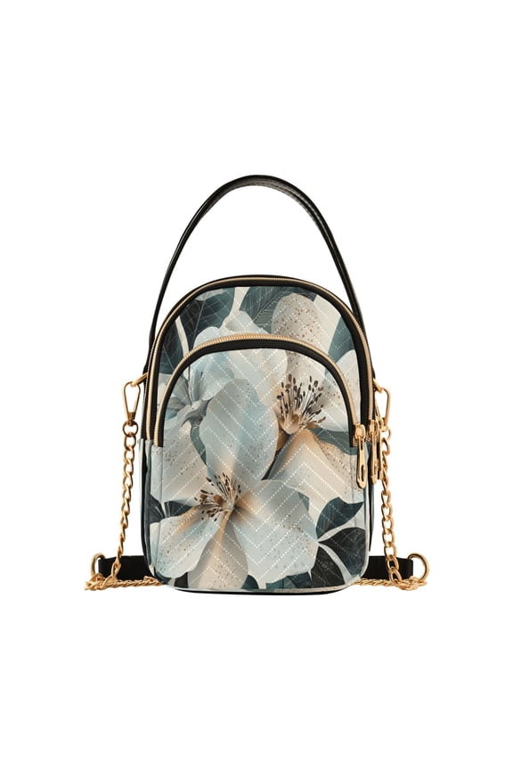 Exotic White Flowers Ladies Chain Shoulder Bag Fashion Designer Handbag Versatile Classic Style
