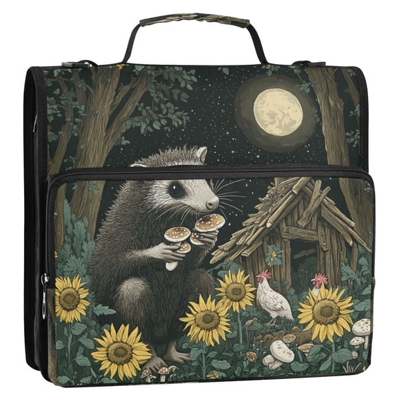 WOBOGO Extra Large Possum Ring Binder Bag 1.5in Folder Organizer with Shoulder Strap for 13Inch Laptop and 500 Sheets of Paper