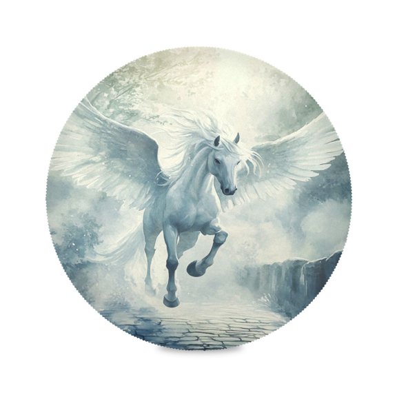 WOBOGO Fairyland Pegasus Round Placemats Set of 1 Heat Resistant Washable Kitchen Table Decorations 15.4in
