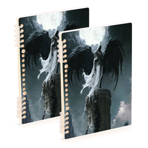 WOBOGO Fallen Angel Notebook College Horizontal Grid Paper Ink Spill Resistant Water Resistant Cover 8.3x5.7x0.4in