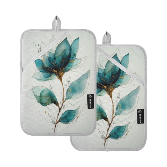 WOBOGO Fantasy Flower Oven Mitts 2 Piece Heat Resistant 338 Degrees F Square Insulation Pads for A Wide Range of Cooking Occasions
