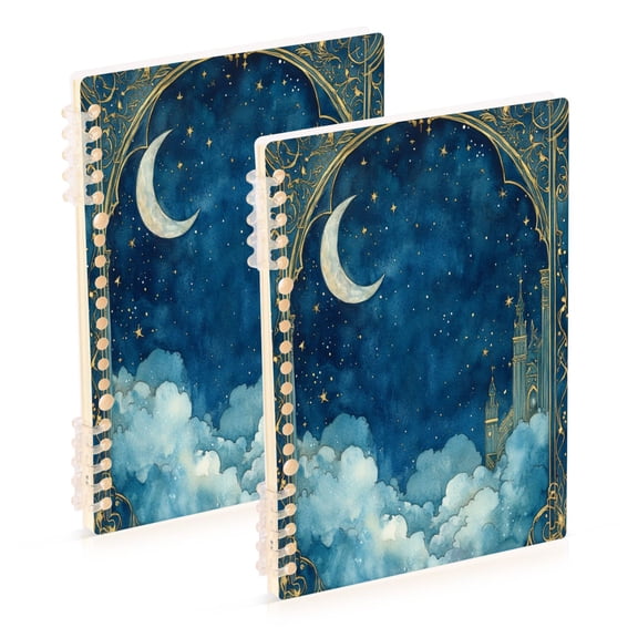 WOBOGO Fantasy Palace Notebook College Horizontal Grid Paper Ink Spill Resistant Water Resistant Cover 8.3x5.7x0.4in