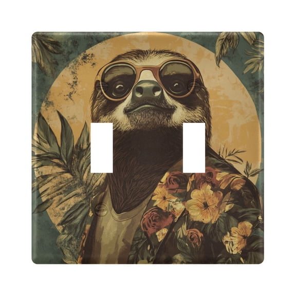WOBOGO Fashion Sloth Pattern 2-hole Switch Plates PC Flame Retardant Plastic Material Glossy Finish Smooth Touch 4.56x4.48x0.27in