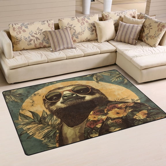WOBOGO Fashion Sloth Pattern Carpet Non-Slip Rugs Soft Doormat 60×39in Living Dining Room Bedroom Decorative