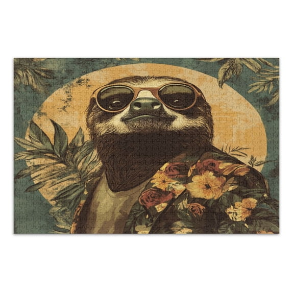 WOBOGO Fashion Sloth Pattern Jigsaw Puzzle Challenge 500 Piece Jigsaw Suitable for Game Night Finished Size 20.5 x 14.9in