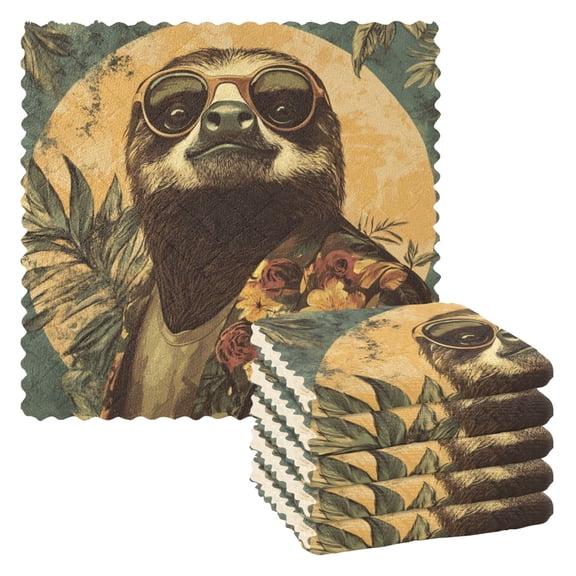 WOBOGO Fashion Sloth Pattern Kitchen Towels 6pcs Ultra Soft Absorbent Quick Drying Dish Cloths 1111inch