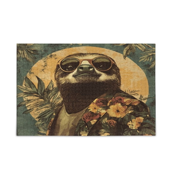 WOBOGO Fashion Sloth Pattern Puzzle Challenge 1000 Piece Jigsaw Suitable for Game Night Finished Size 29.5 x 19.7in