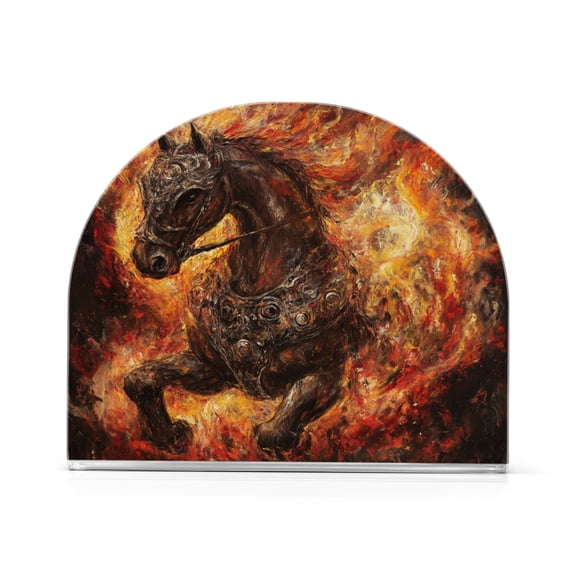 WOBOGO Fiery Warrior Horse Clear Acrylic Napkin Holder Kitchen Tissue Face Towel Cocktail Rack Bar Restaurant Dinner Paper Dispenser