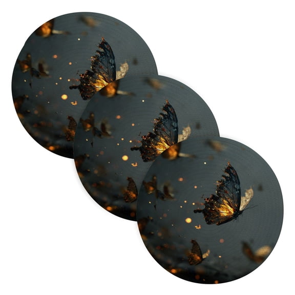 WOBOGO Fire Butterfly Coil Placemats 3pcs Resistant Hot Pads Mat for Table Counter Cooking Potholder 15in