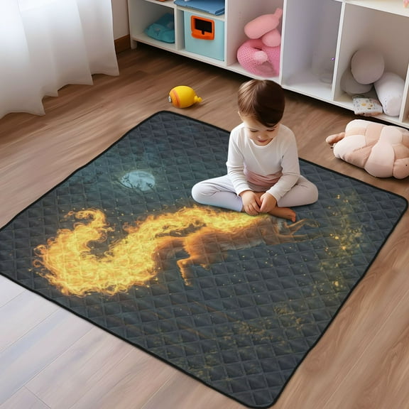 WOBOGO Fire Fox Baby Playmats Extra Large Waterproof Rollable Activity Pads for Toddlers 5050inch