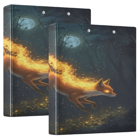WOBOGO Fire Fox File Folders Extra Large Capacity to Hold 200 Sheets of Documents Hard Shell Ring Binder for School Home Office