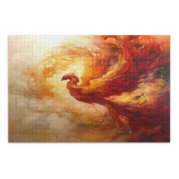 WOBOGO Fire Phoenix Pattern Jigsaw Puzzle Challenge 500 Piece Jigsaw Suitable for Game Night Finished Size 20.5 x 14.9in
