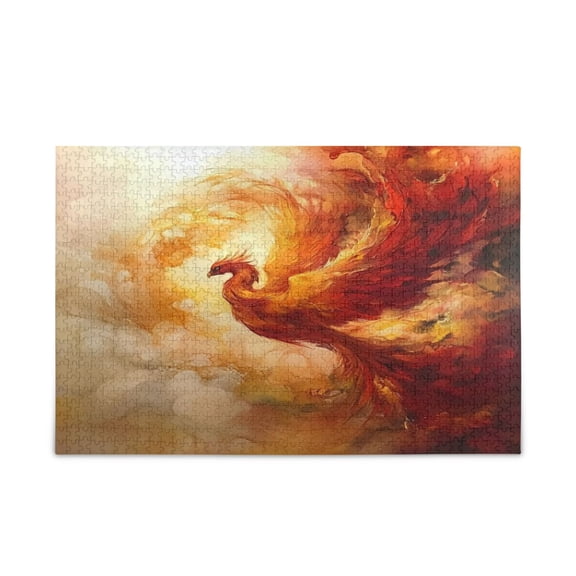WOBOGO Fire Phoenix Pattern Puzzle Challenge 1000 Piece Jigsaw Suitable for Game Night Finished Size 29.5 x 19.7in