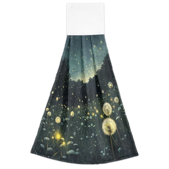 WOBOGO Fireflies in Dandelions Hand Towel Set of 2 Absorbent for Kitchen and Bathroom With Velcro Hanging Loop 18.214in