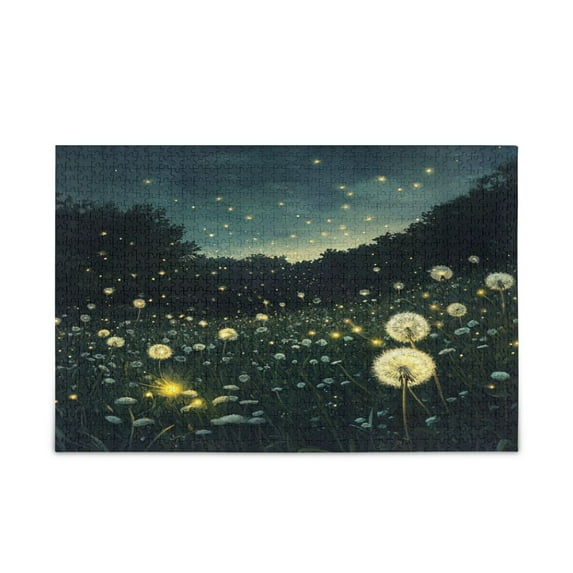 WOBOGO Fireflies in Dandelions Puzzle Challenge 500 Piece Jigsaw Suitable for Game Night Finished Size 20.5 x 14.9in