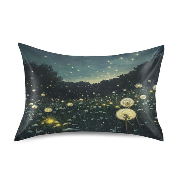 WOBOGO Fireflies in Dandelions Satin Pillowcase Soft Smooth Envelope Design Comfortable Bedding Essentials 20×26in