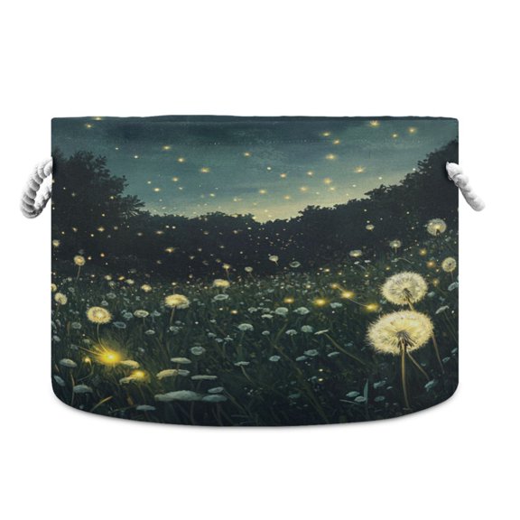 WOBOGO Fireflies in Dandelions Toy Storage Basket 2014in Canvas Laundry Hamper for Living Room Kids Room Bathroom Organizer