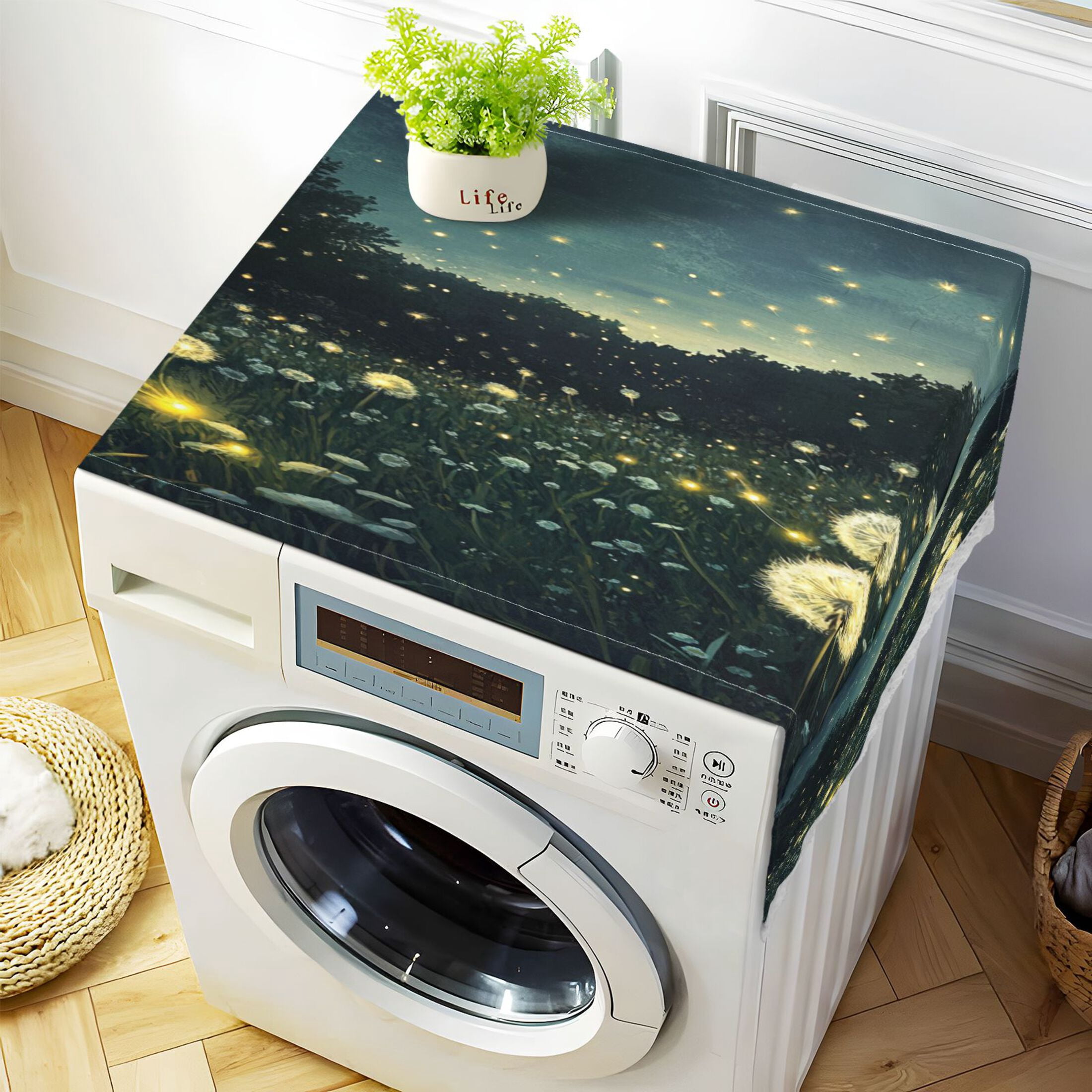 WOBOGO Fireflies in Dandelions Washing Machine Cloth Dryer Refrigerator Top Cover Protective Non-Slip Mat For Kitchen Laundry