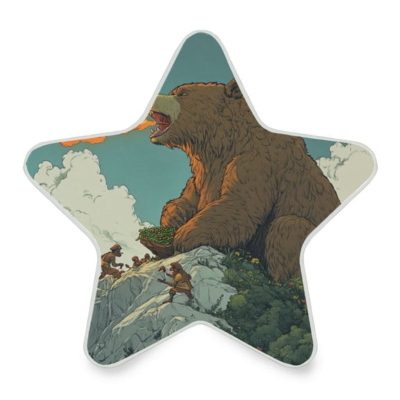 WOBOGO Flaming Brown Bear Pattern LED Star Night Light 0.2 Watt Wall Plug Dusk to Dawn Auto Switch Adjustable Brightness Soft White Light