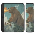 thumbnail image 1 of WOBOGO Flaming Brown Bear Pattern Seat Belt Cover 2 Piece Soft Comfort Driving Shoulder Pad Suitable for All Cars and Backpacks, 1 of 8