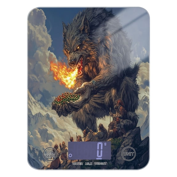 WOBOGO Flaming Giant Werewolf Pattern Kitchen Scale Digital Gram and Ounce Weighing for Cooking Baking Ketogenic Diet Meal Prep