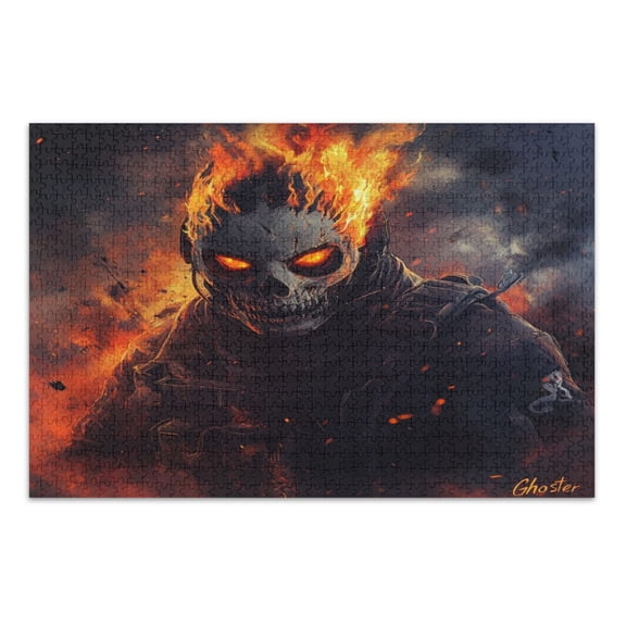 WOBOGO Flaming Skull Mask Jigsaw Puzzle Challenge 500 Piece Jigsaw Suitable for Game Night Finished Size 20.5 x 14.9in