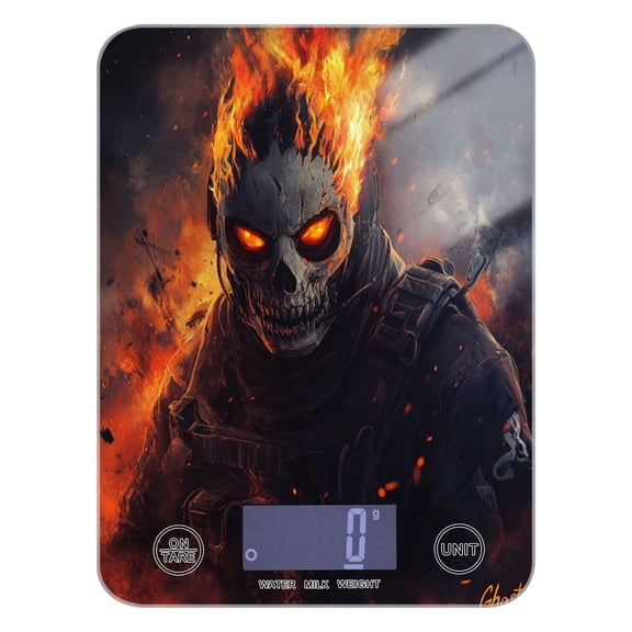 WOBOGO Flaming Skull Mask Kitchen Scale Digital Gram and Ounce Weighing for Cooking Baking Ketogenic Diet Meal Prep