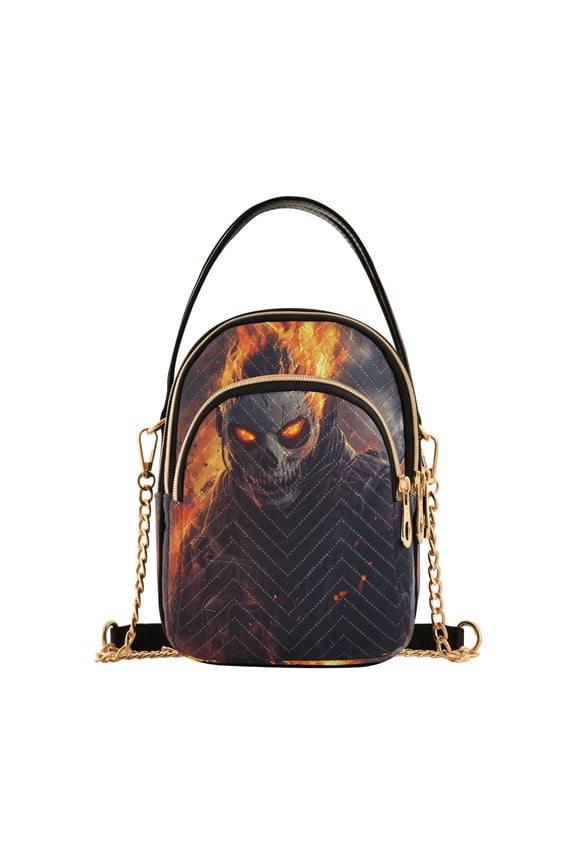 Flaming Skull Mask Ladies Chain Shoulder Bag Fashion Designer Handbag Versatile Classic Style