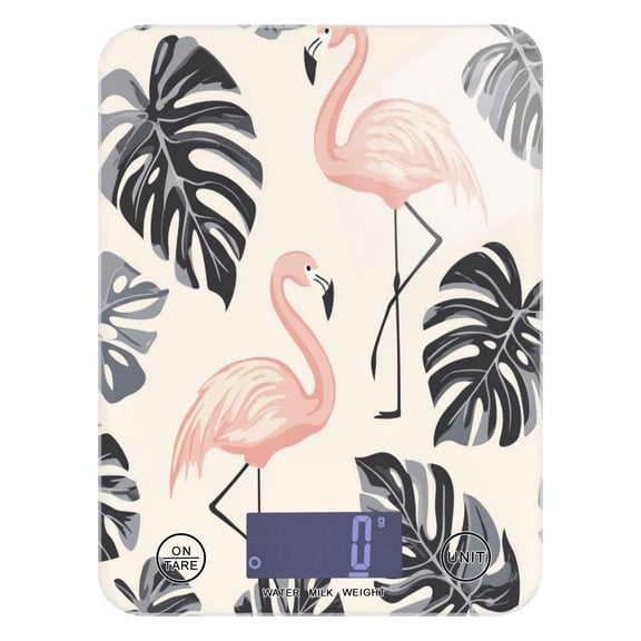 WOBOGO Flamingo Monstera Leaves Pattern Kitchen Scale Digital Gram and Ounce Weighing for Cooking Baking Ketogenic Diet Meal Prep