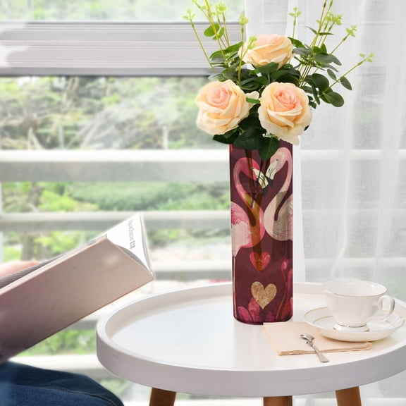 WOBOGO Flamingos in Love Pattern Plastic Vase Home or Wedding Decoration Centerpiece Unbreakable 11.83.9in