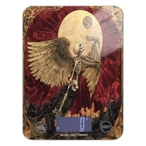 WOBOGO Flying Skull Angel Pattern Kitchen Scale Digital Gram and Ounce Weighing for Cooking Baking Ketogenic Diet Meal Prep