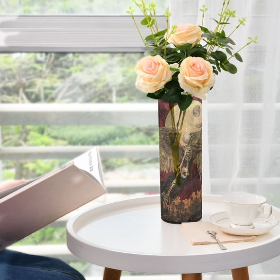 WOBOGO Flying Skull Angel Pattern Plastic Vase Home or Wedding Decoration Centerpiece Unbreakable 11.83.9in