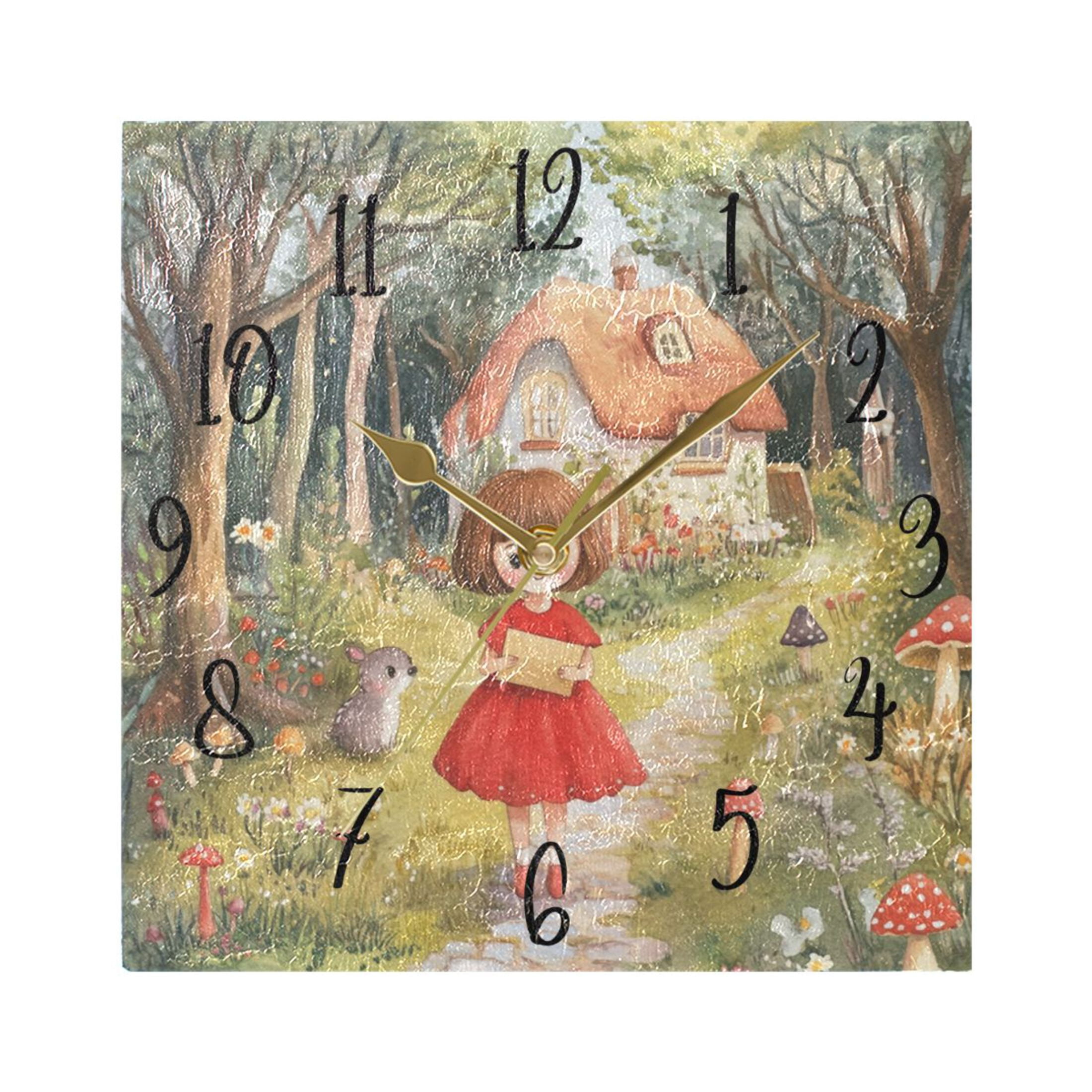WOBOGO Forest Cabin Wall Clock 7.78 Inch Battery Operated Silent Unit ...