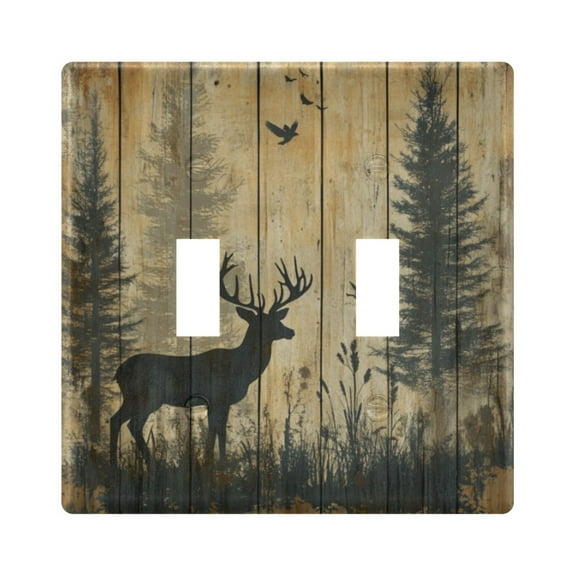 WOBOGO Forest Deer Shadow 2-hole Switch Plates PC Flame Retardant Plastic Material Glossy Finish Smooth Touch 4.56x4.48x0.27in