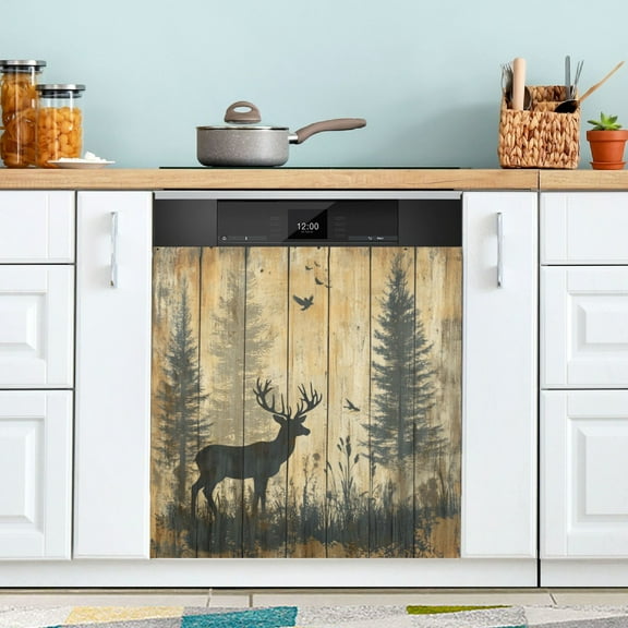 WOBOGO Forest Deer Shadow Magnetic Dishwasher Sticker Personalized DIY Beautiful and Practical Home Kitchen Decorations 2316in
