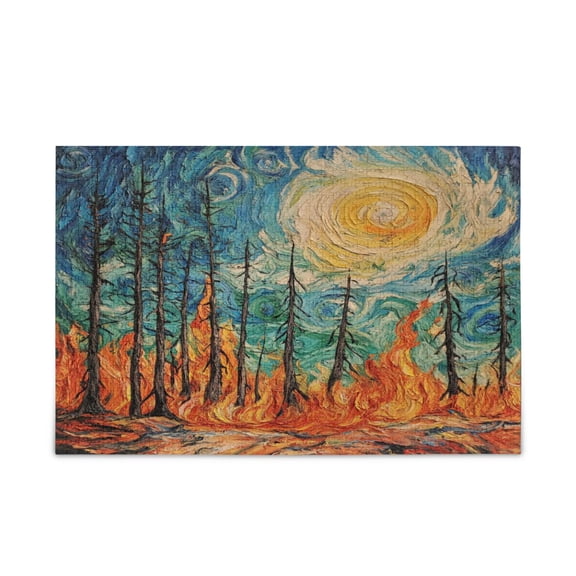 WOBOGO Forest Fire Puzzle Challenge 500 Piece Jigsaw Suitable for Game Night Finished Size 20.5 x 14.9in
