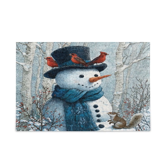 WOBOGO Forest Snowman Puzzle Challenge 500 Piece Jigsaw Suitable for Game Night Finished Size 20.5 x 14.9in