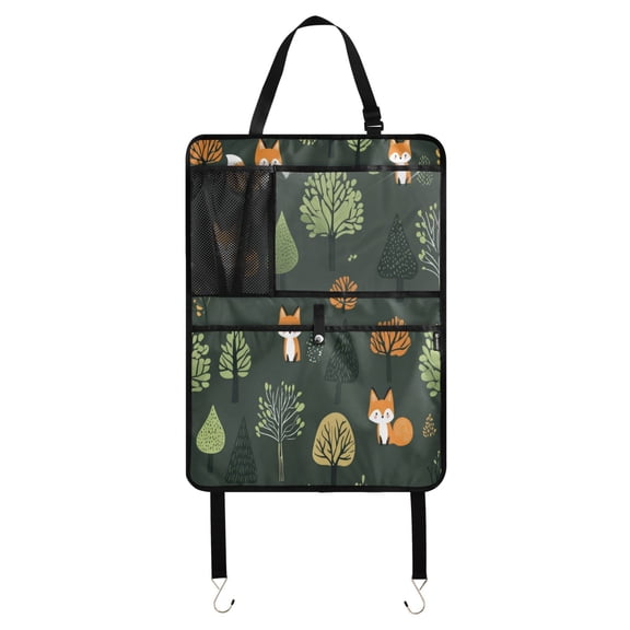 WOBOGO Foxes in The Forest Backseat Car Organizer Footed Universal Car with Touch Screen Tablet Holder Rear Seat Protector