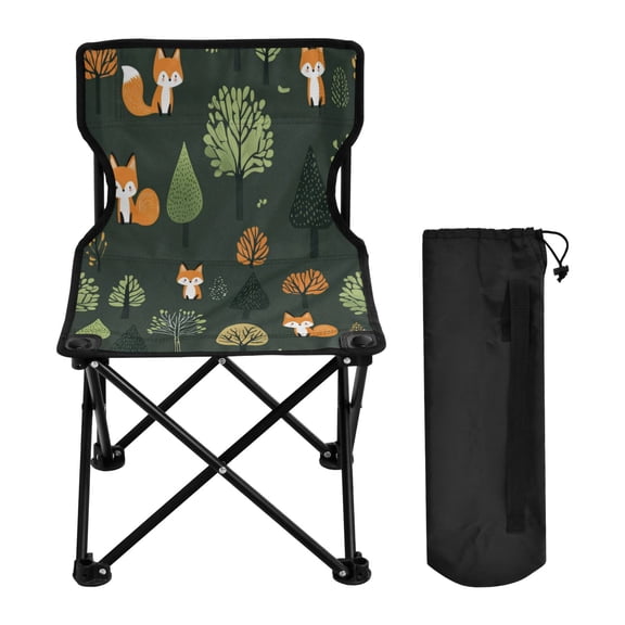 WOBOGO Foxes in The Forest Camping Chair Convenient Four Corner Backrest Folding Stool Can Hold Up to 220lbs