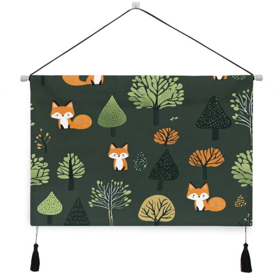 WOBOGO Foxes in The Forest Living Room Canvas Wall Art Bedroom Study Framed Canvas Print Artwork Home Office Decorations 24.516.7in